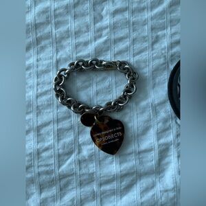 OPS OBJECTS Silver color Chain Bracelet Leopard animalprint Heart Charm preloved